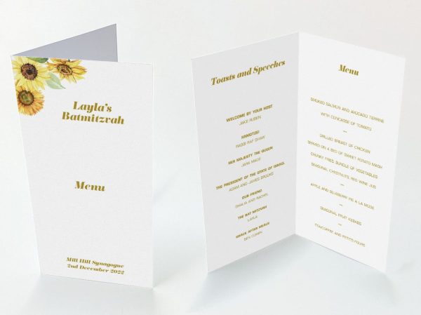 Sunflowers - Diamond Menu