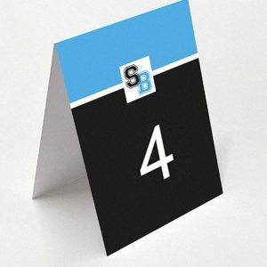 Varsity Blue & Black - Diamond Table Name Card